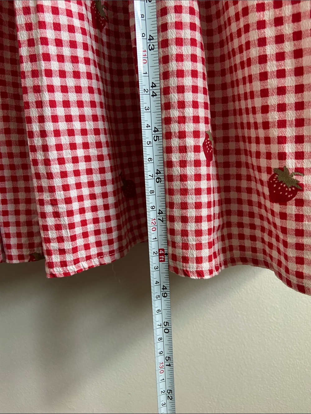 Abercrombie & Fitch Mila Midi Red Gingham 
 Dress with strawberry Print - Picture 6 of 6